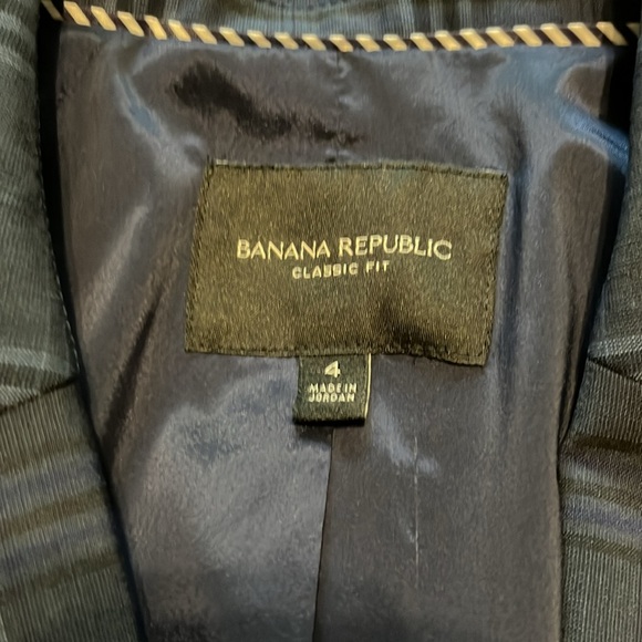 Banana Republic Washable Wool Blazer Navy Plaid Size 4 - Picture 5 of 16